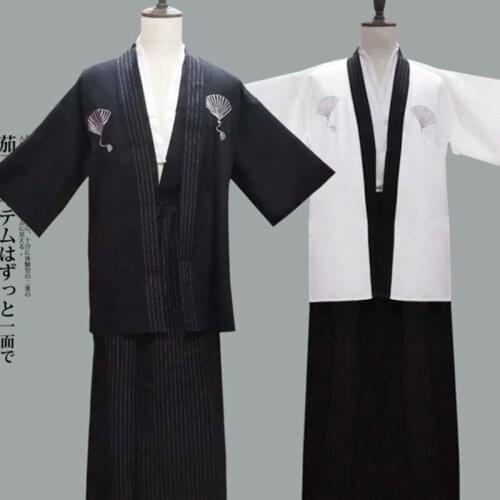 Vintage Kimono Man Japanese Traditional Dress Male Yukata Stage Dance Costumes Hombres Quimono Men Samurai Clothing