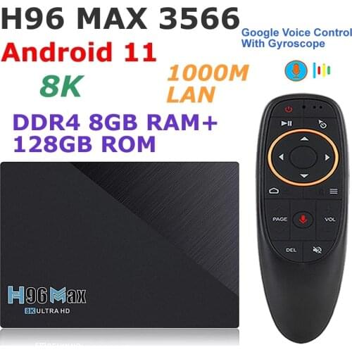 Android 11 TV Box H96 MAX 3566 DDR4 8G RAM 128G ROM RK3566 8K 2.4G/5G Dual WIFI 1000M Lan 4K Youtube 3D Set Top Box Media Player