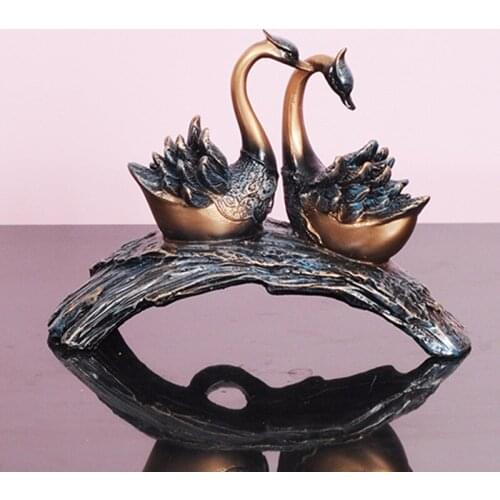 17X6.5X13CM Resin Swan Decoration For Home Living Room Wedding Gifts Office Small Ornaments Table Top Craft