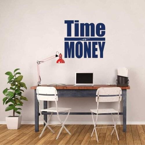 Business Wall Decal Time is Money Motivational Quote Vinyl Window Stickers Office Study School Classroom Interior Decor Art Q677