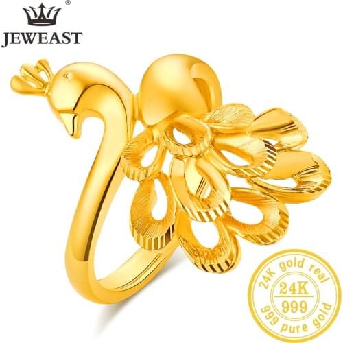 YLJC 24K Pure Gold Ring Real AU 999 Solid Gold Rings Elegant Shiny Beautiful Upscale Trendy Classic Jewelry Hot Sell New 2020