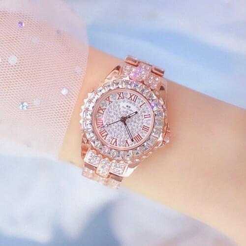 Watches Woman 2020 Famous Brand Crystal Ladies Wrist Watches Rhinestone Rose Gold Female Watches Stainless Steel Women Watches