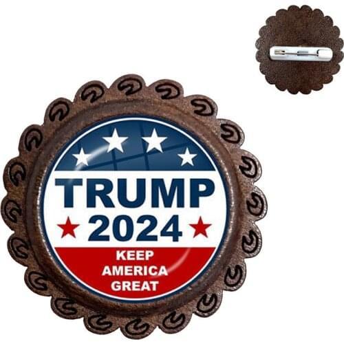 Famous America President Washington Trump 2024 Collar Pins Jewelry For Women Men USA President Art Glass Dome Brooch