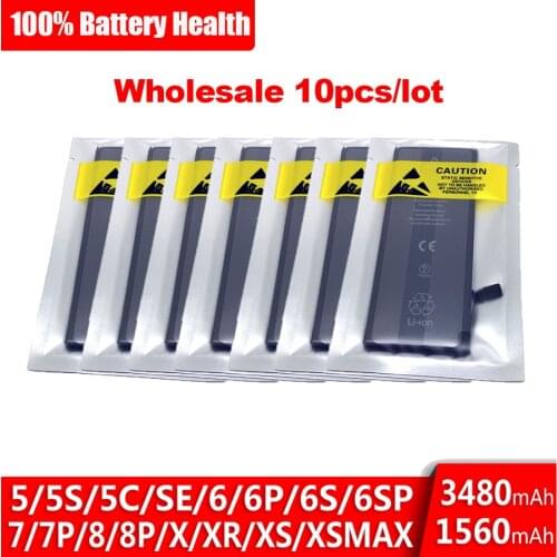 10pcs/lot 0 cycles Battery For Apple 6S 6 7 8 Plus 5S 5 SE 6Plus 7Plus X XS 11 Pro Max Replacement Bateria For iPhone 6S 7