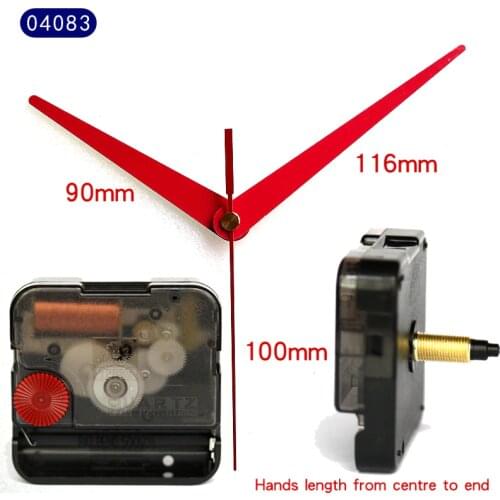 12888 15mm Long Black screw axis Sweep Screw in type Clock Accessory Quartz Movement With 04083 Red Clock Hands DIY Clock Kits