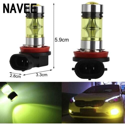 2pc 20LED Car DRL Car Headlight Fog Lights Lamp Yellow Gold Color H8/H11 Super Bright 2828SMD 100W Bulbs