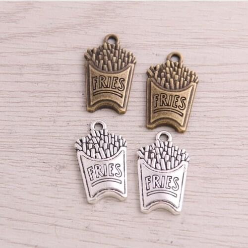 40pcs 15x25mm Vintage French Fries Charms Alloy Pendant For DIY Making Bracelets Necklace