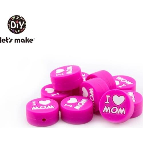 Lets make Silicone Beads "I Love Mom" Teething Beads For Baby Teeth Pacifier Clip Making Food Grade 5pcs Silicone Teethers
