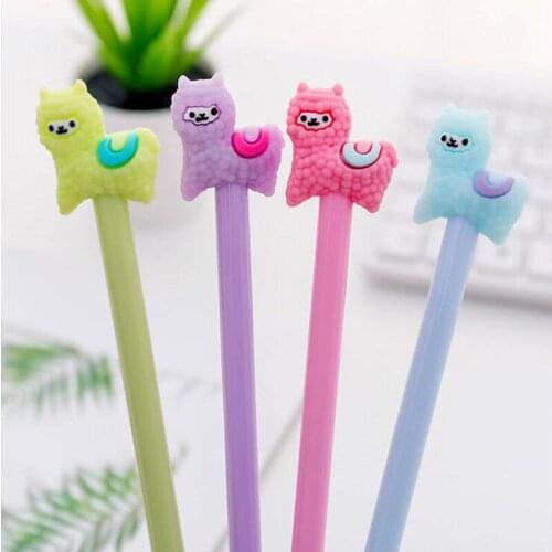 60pcs/lot Kawaii animal Alpaca gel pen Cute 0.38mm pens black ink Office & School Supplies Stationery gift G194
