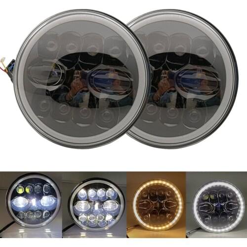 60W 7inch Round H4 Led Headlight Hi/Lo Beam Light Halo Angle Eyes DRL Headlamp For Jeep Wrangler Off Road 4x4 Motorcycle