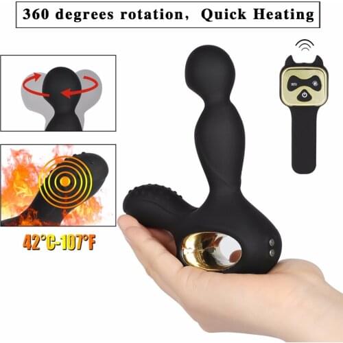 Wireless Control 360 Degree Rotating Heating Prostate Massage Anal Plug Vibrator 10 Speed G-Spot Stimulation Masturbator Sex Toy