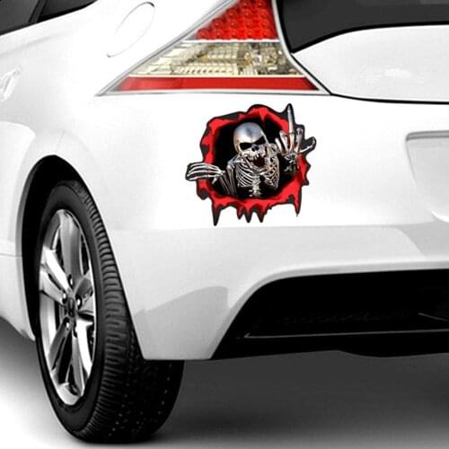 Car Stickers 15CM*14CM JDM 3D Skull Sticker Car Motorcycles Decoration Reflective Custom Sticker