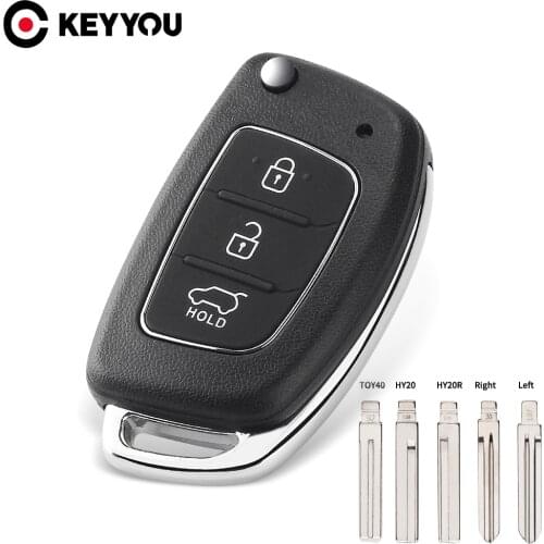 KEYYOU 3 Buttons Flip Folding Remote Car Key Shell Case For Hyundai Santa Fe 2014 Solaris IX35 IX45 ELANTRA Santa Fe HB20 Verna