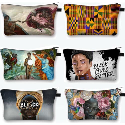 Black Is Beauty Cosmetic Bag Afro Women Makeup Case Africa Ladies Fashion Make Up Bags for Travel BLM Cosmetic Organizer Box