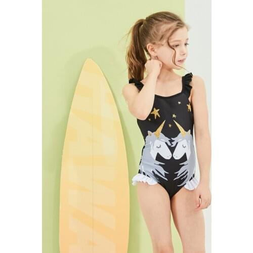 2019 New Kids Swimsuit Girls One Piece Swimwear Unicorn Bodysuit Children Beachwear Sports Swim Suit Bathing Suit