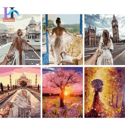 Diy Painting By Number Girl Back View Acrylic Paint By Numbers For Aldult Portrait Scenery Zero-based Handmade Art Home Decor