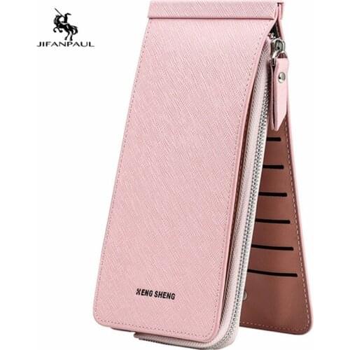 JIFANPAUL adies long wallet zipper multi-card position woman wallet European and American style mobile phone bag mens handbag