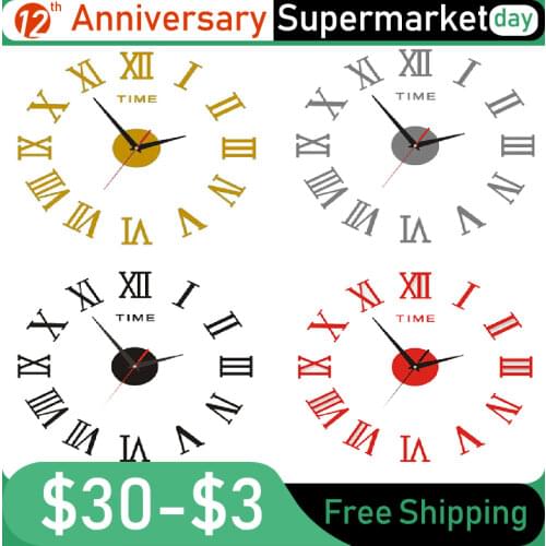 Living Room Home DIY Wall Clock Set Decor Wall Stickers Electronic Clock Watches for Household Bedroom Ornaments