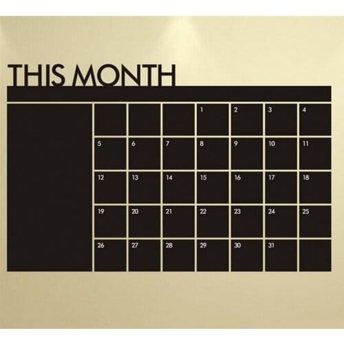 60*92cm Monthly Calendar Chalkboard Wall Sticker Removable MEMO Blackboard Vinyl Stickers Office School Black Board