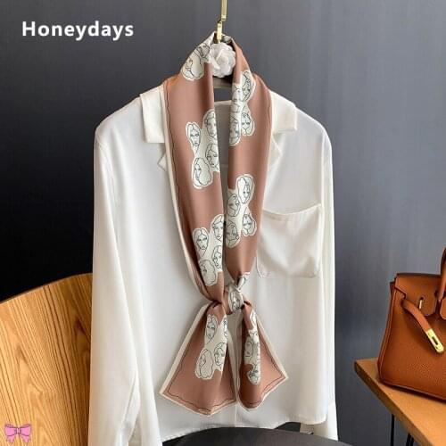 Elegant Ladies Print Design Scarf Travel Warm Neckerchief Fashion Belt Neck Headscarf Cute Girls Headband Hair Accessories Gifts