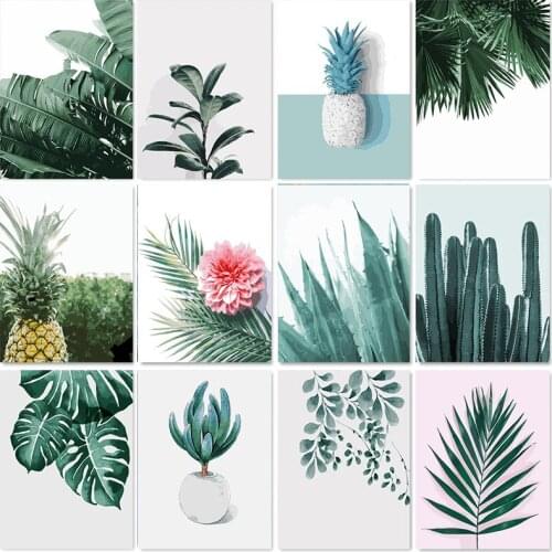 Gatyztory Frame Plant Leaf DIY Painting By Numbers Landscape Handpainted Oil Painting Modern Home Art Canvas Colouring 60x75cm