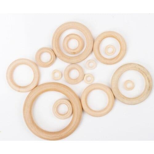 15 Size Circle Natural Wood DIY Crafts Embellishment For Wooden Ring Children Kids Teething Wooden Ornaments An Pick