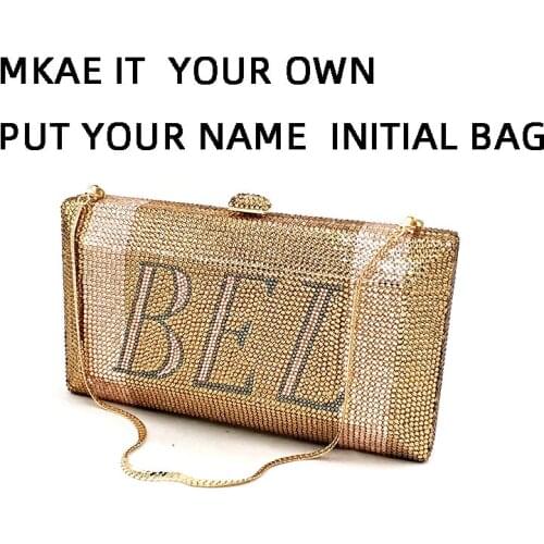 Makei it your own personal design Bridal wedding party purses women evening party diamond crystal initials name clutches bags