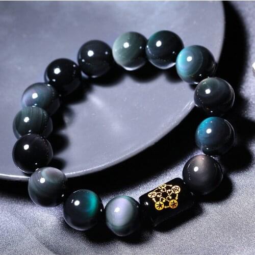 Fashion Natural Stone Bracelets & Bangle Rainbow Obsidian For Women And Men Bracelet Gift Beads Couple Accessories Wholesale