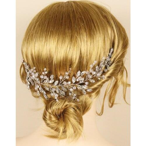 Trendy Silver Wedding Rhinestones Headbands Crystal Handmade Bride Headdresses for Headpieces Tiara Bridal Hair Jewelry Hairband