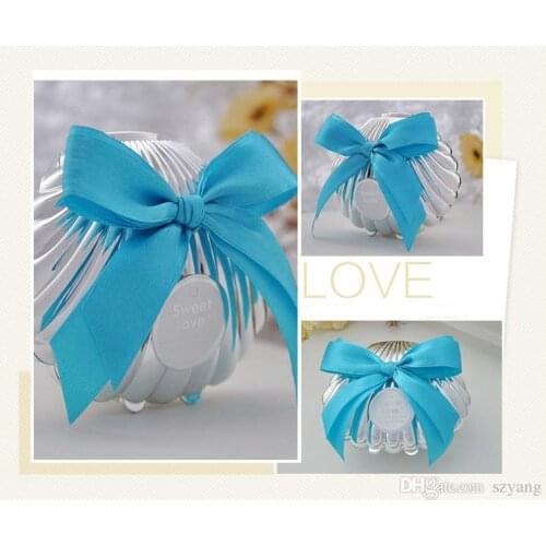 Sea Shell wedding party favor holder chocolate gift candy boxes with butterfly knot Wedding Party shower Favors gifts