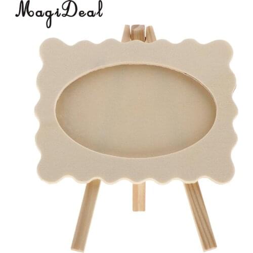 MagiDeal Unfinished Wood Photo Frames Easel Design Picture Frame for Kids DIY Craft