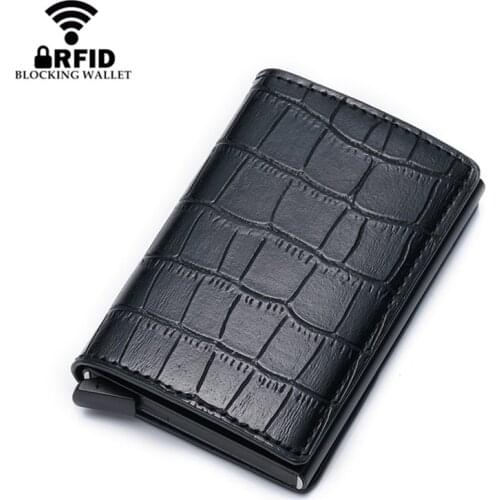 New Fashion Anti RFID Blocking Mens Credit Card Holder Portable Women Leather Mini ID Card Case Small Wallet For Man