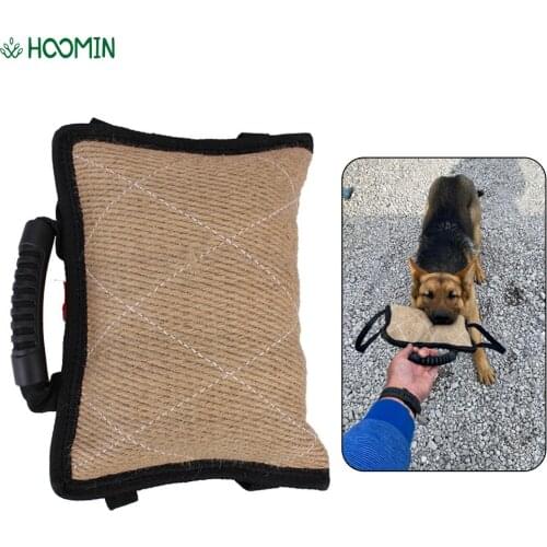 Dog Training Bite Tug Pillow Dog Training Hemp Cloth Pet Chewing Toy Dog Bite Stick With 2 Rope Handles Dog Accessories