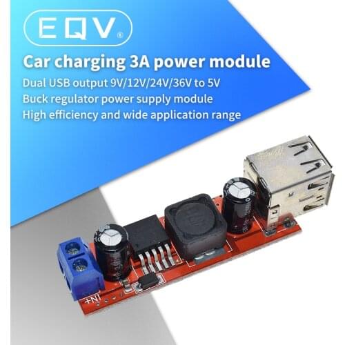 DC 6V-40V To 5V 3A Double USB Charge DC-DC Step Down Converter Module For Vehicle Car Charger LM2596 Dual Two USB