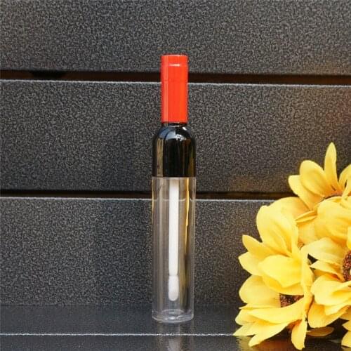 5ML 10/30/50pcs Empty Orange Plastic Lipgloss Bottle with Colored Cap, Wine Shape Creative Portable Lip Gloss Tube