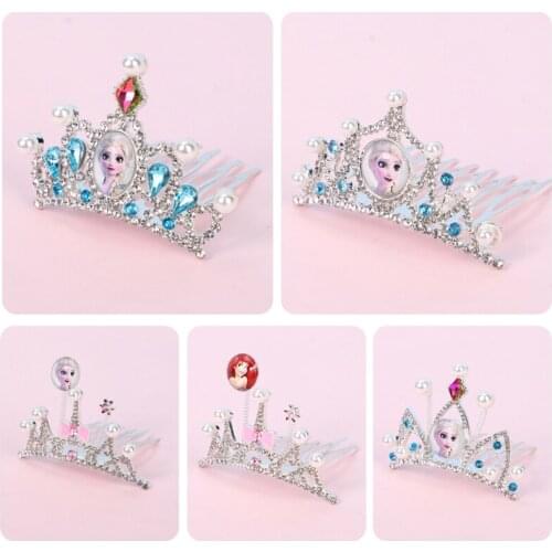 Cartoon Frozen 2 Elsa Children Makeup Toys Birthday Gift Party Crown Disney Princess Headband For Girls Hair Jewelry Accessories