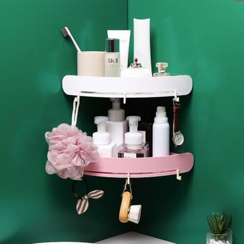 Self-Adhesive Spice Jar Shelf Wall Corner Toiletries Organizer Household Bathroom Wall-Mounted Storage Rack Kitchen Punch-Free
