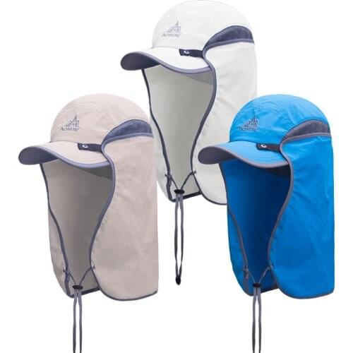 Unisex Fishing Hat Sun Visor Cap Hat Outdoor UPF 50 Sun Protection with Removable Ear Neck Flap Cover for Hiking