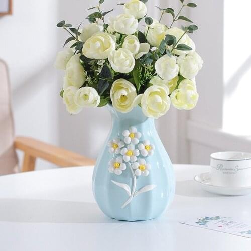 Modern ceramic Vase Small fresh Dried flowers tabletop Home decorative blue vases wedding gift Flower vase accessories crafts