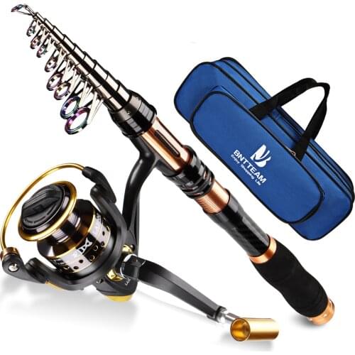 Telescopic Fishing Rod and Spinning Reel Combo Set with Bag Saltwater Freshwater Suitable for Kids Men Women Beginners