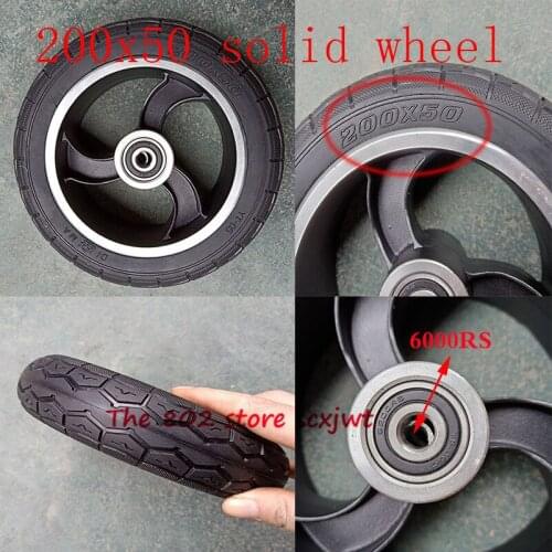 High quality 8 inch Solid Tire200x50 8x2"solid wheel with alloy wheel hub/rim For Electic Scooter Motorcycle ATV Moped accessory