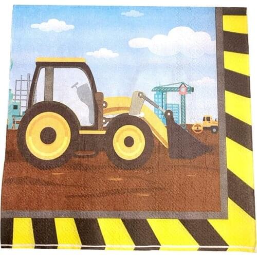 Construction Vehicles Excavator Party Disposable Tableware Paper Plate Napkins Baby Shower Engineering Birthday Party Decor Ball
