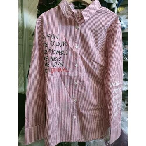 Spanish Pink Strip Thin Long Sleeve Top