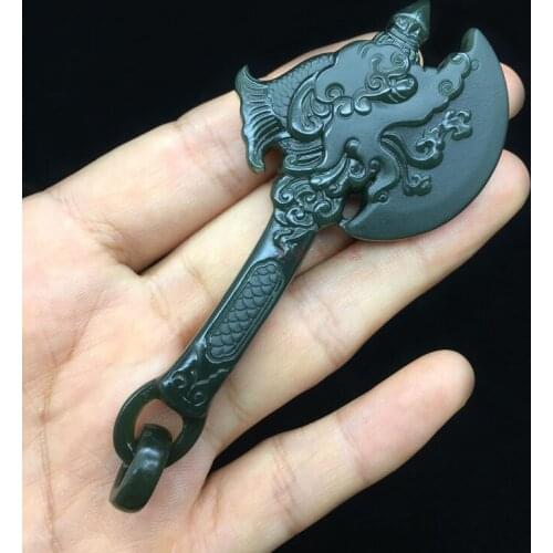 Explosion models are sold in Xinjiang Hetian Yuta, Qingqingyu, a fine material, dragon axe, there is a dragon evil spirit hp316