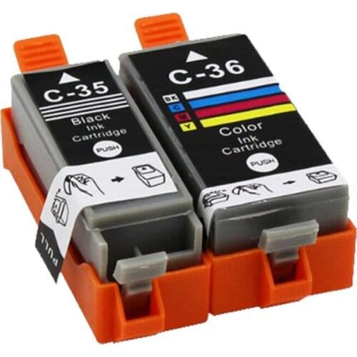 YI LE CAI 2PK Compatible Ink Cartridge PGI35 pgi-35 cli-36 CLI35 for Canon PIXMA IP100B/IP100/IP100 with battery/mini260/320