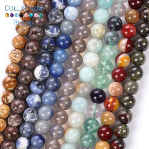 Factory Price Natural Agates Jaspers Obsidian Unakite Synthetic Citrines Stone Round Beads For Jewelry Making DIY Bracelets