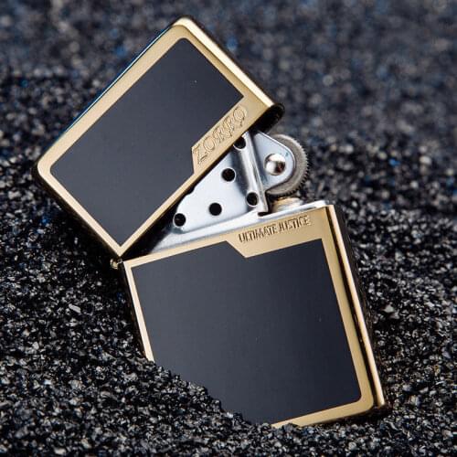 Zorro Wheel Windproof Color Block Ultra-thin Send Pure Copper Kerosene Lighter Gift