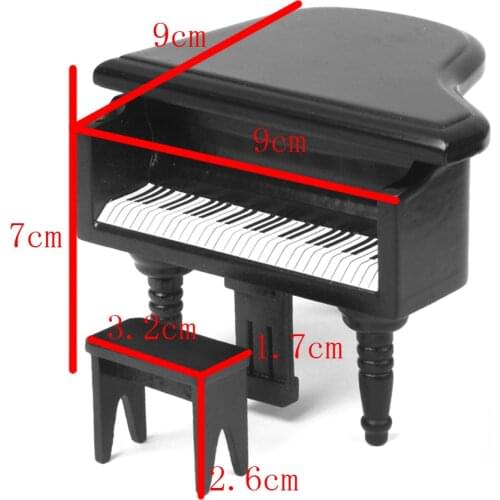 1/12 Dollhouse Miniature Piano Toys With Stool For Music Room Furniture Accs