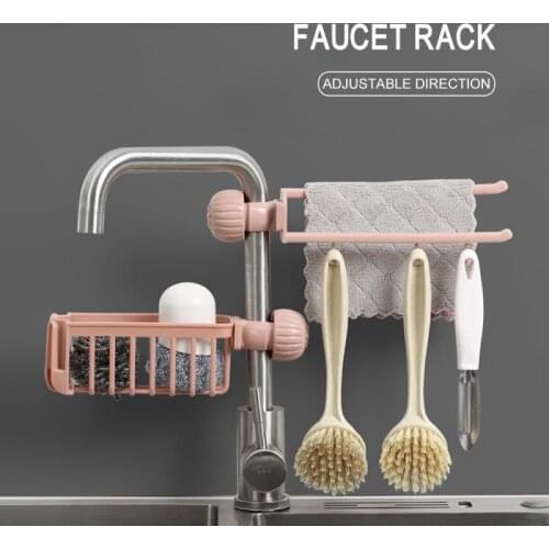 1 Pcs Adjustable Snap Sink Soap Sponge Holder Towel Racks Storage Drain Rack Kitchen Hanging Drain Rack Holder Shelf Bathroom