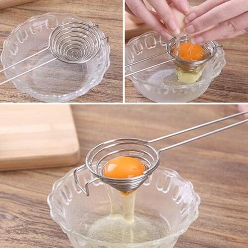1pc Egg White Separator With Hook Stainless Steel Long Tools Yolk Cake Handle Funnel Kitchen Round Gadgets Divider Making